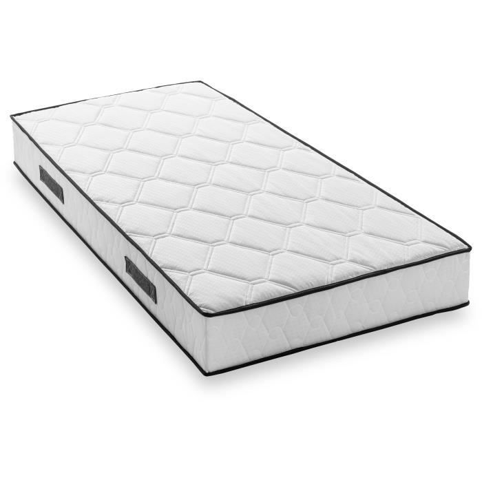 Ensemble matelas sommier 90 x 190 cm Hauteur 19 cm - ressorts ensachés - 7 zones - réversible - fabriqué en Belgique - DEKO DREAM