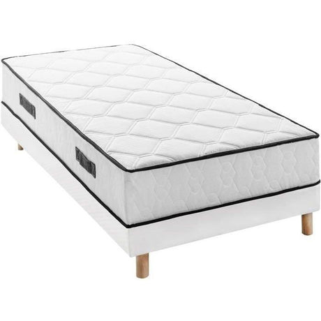 Ensemble matelas sommier 90 x 200 cm Hauteur 27 cm - ressorts ensachés - 7 zones - réversible - fabriqué en Belgique - DEKO DREAM