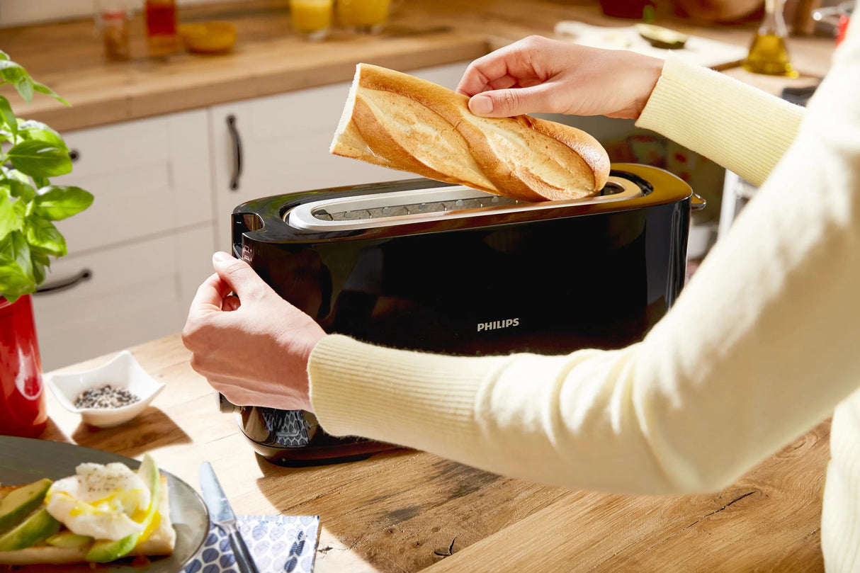 Grille-pain - PHILIPS - HD2590/90 - Collection Daily petit déjeuner - 1 fente longue - 830W - Noir