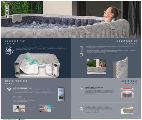 Spa gonflable BESTWAY - Lay-Z-Spa San Fransisco - Hydrojets - 230 x 230 x 71 cm - 5 a 7 places - Carré (couverture, 5 appuie-tete)