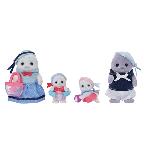 Famille Articulée - SYLVANIAN FAMILIES - Famille Phoque - 4 Personnages et Accessoires de Plage
