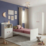 Lit bébé combiné évolutif - BABY PRICE - Basic - Blanc - Bouton coeur rose -60 x 120 cm