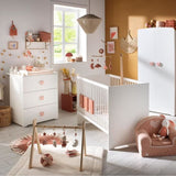 Commode a langer - Babyprice - Basic - 3 tiroirs - En bois - Boutons coeur rose