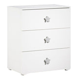 Commode a langer - Babyprice - Basic - 3 tiroirs - Blanche - Boutons Ètoiles grises