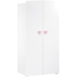 Armoire bÈbÈ Basic - MDF - Blanc - 2 portes - Bouton coeur rose - 85 x 175 x 56 cm - BABY PRICE