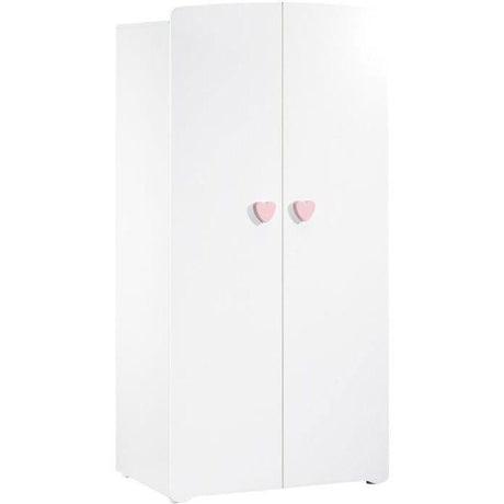 Armoire bébé Basic - MDF - Blanc - 2 portes - Bouton coeur rose - 85 x 175 x 56 cm - BABY PRICE