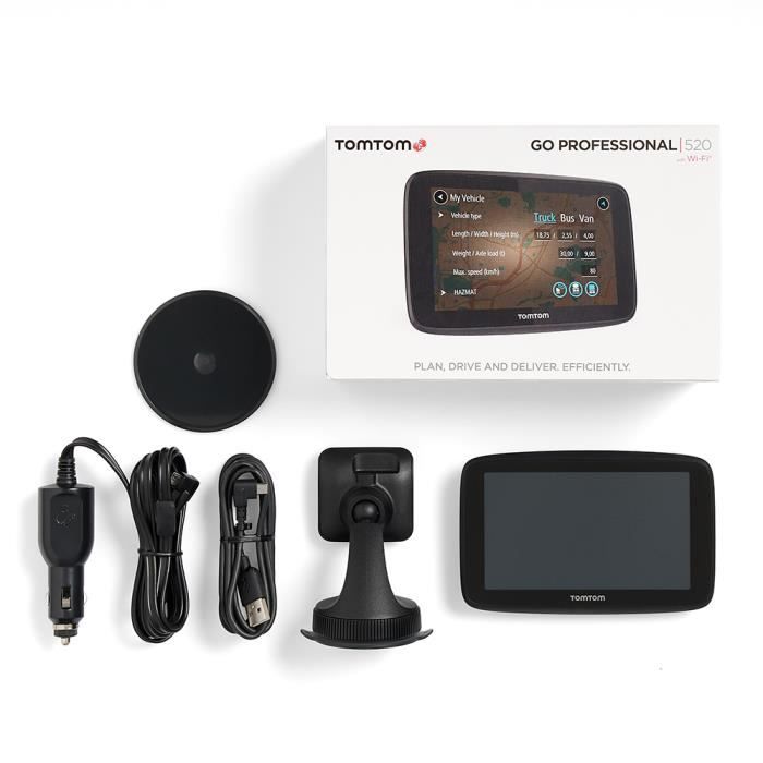 GPS Poids Lourds TomTom GO Professional 520 - Cartographie Europe 49 pays - Wi-Fi intÈgrÈ - Appels mains-libres