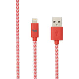 C ble USB/Lightning nylon tressé 1m - rouge & blanc