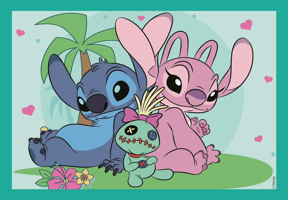 Puzzle 4 en 1 Stitch, Pour enfants a partir de 3 ans, Theme dessins animés, CLEMENTONI