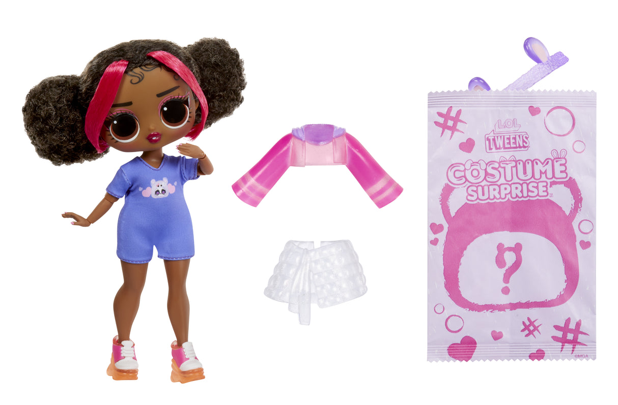 L.O.L. Surprise - Poupée Tweens Costume - Houps Cutie - Poupée de 17cm + animal gonflable - Surprise a découvrir - 4 modeles a colle