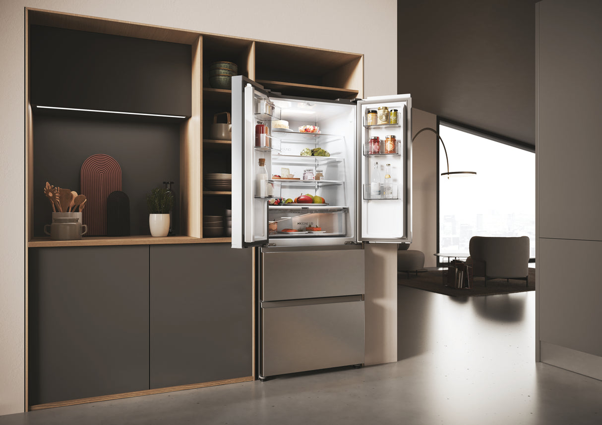 Réfrigérateur multi-portes - HAIER - HFR3718ENMM - Classe E - 402 L (262 + 140) - 37 dB - Inox