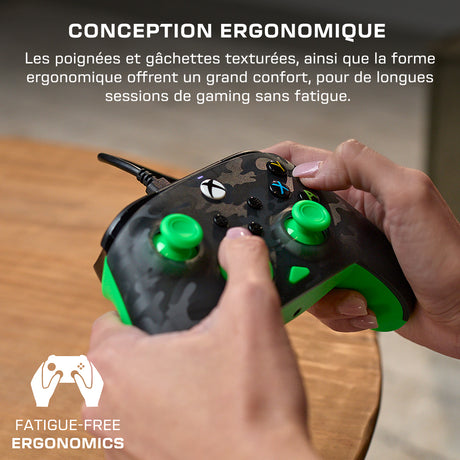 Manette de jeu - Xbox Series X|S, Xbox One et PC - Rematch Core - RGB - Filaire - Camouflage Noir / Vert - TURTLE BEACH