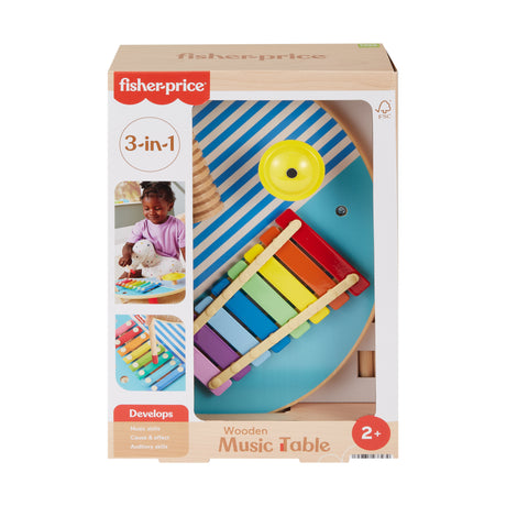 Fisher-Price-Table musicale en bois avec instruments de percussion HXT91