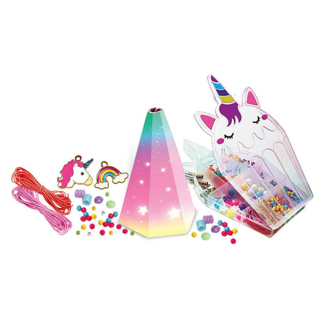 Clementoni - Crazy Chic - Coffret créatif Licorne - Créer tes bracelets en perles colorés avec charms et pompoms - Dés 7ans