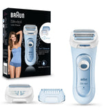Rasoir électrique BRAUN Silk-épil Lady Shaver 5-160 pour Femme - 3 en 1 - Sans Fil - Wet & Dry - Bleu