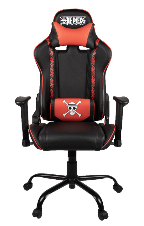 Chaise de bureau gaming - KONIX - One Piece - Inclinaison siege 150° - Cuir - Coussin lombaires et cervicaux réglable - Noir