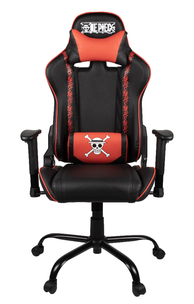 Chaise de bureau gaming - KONIX - One Piece - Inclinaison siege 150° - Cuir - Coussin lombaires et cervicaux réglable - Noir