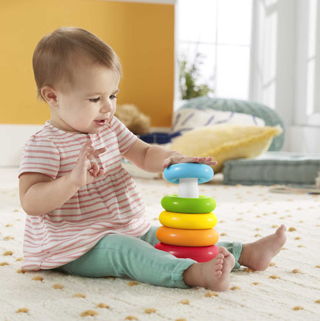 Fisher-Price - Pyramide arc-en-ciel - Jouet d'éveil 1er âge - Des 6 mois GRF09