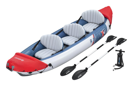 Kayak gonflable - BESTWAY - 65132 - Rapide X3 Hydro-Force™ - 381 x 100 cm, 3 places, 250 kg max, 2 pagaies, pompe