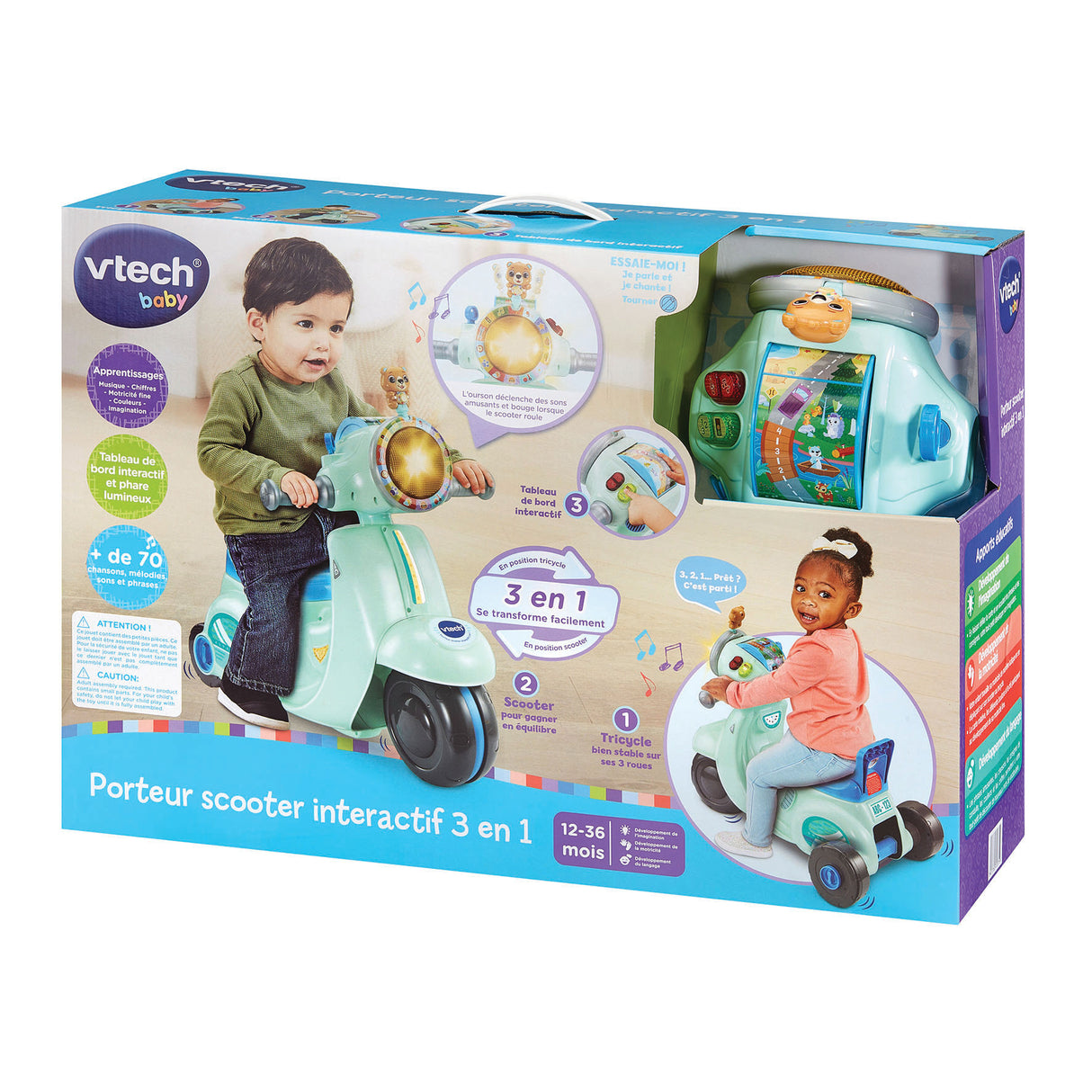 VTECH PORTEUR SCOOTER INTERACTIF 3 EN 1