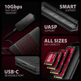 Boitier externe USB-C 3.2 Axagon EEM2-GAM - S-ATA/NVMe M.2 Type 2280 (Noir)