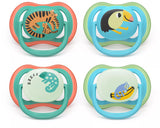 Lot de 4 sucettes Pacifier ultra air - PHILIPS AVENT - SCF087/27 - Jour et nuit - Sans BPA - 6/18 mois - Vert / Orange