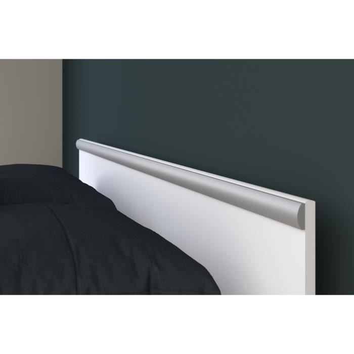 ZODIAC Lit adulte 140x190 cm - 2 tiroirs et 1 niche - Contemporain - Blanc mat