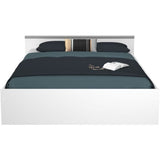 ZODIAC Lit adulte 140x190 cm - 2 tiroirs et 1 niche - Contemporain - Blanc mat