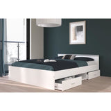 ZODIAC Lit adulte 140x190 cm - 2 tiroirs et 1 niche - Contemporain - Blanc mat
