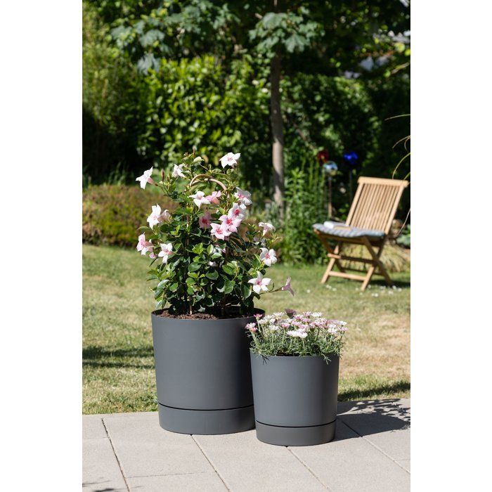 Pot de fleurs avec réserve rond - GARDEN ID - Plano - Ø 29 - 14 L - H 29 cm - Gris métallique