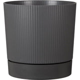Pot de fleurs avec réserve rond - GARDEN ID - Lino - Ø 29 - 14 L - H 29 cm - Gris métallique