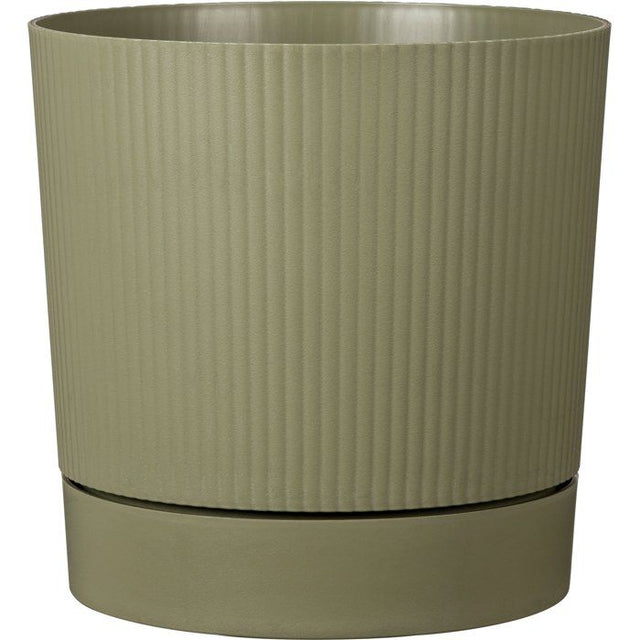 Pot de fleurs avec réserve rond - GARDEN ID - Lino - Ř 47 - 43 L - H 46 cm - Vert mousse