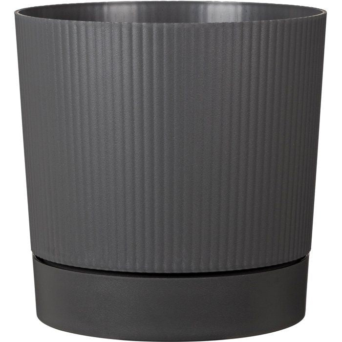Pot de fleurs avec réserve rond - GARDEN ID - Lino - Ř 47 - 43 L - H 46 cm - Gris métallique