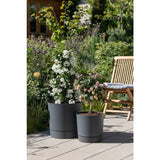 Pot de fleurs avec réserve rond - GARDEN ID - Lino - Ø 47 - 43 L - H 46 cm - Gris métallique