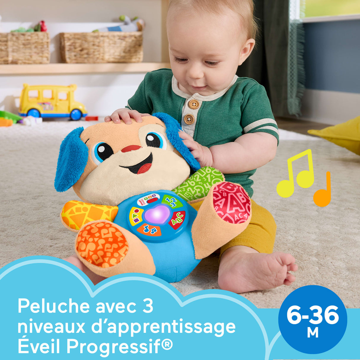 Fisher-Price-Rires Et Éveil-Puppy Éveil Progressif-Peluche Musicale JFD20
