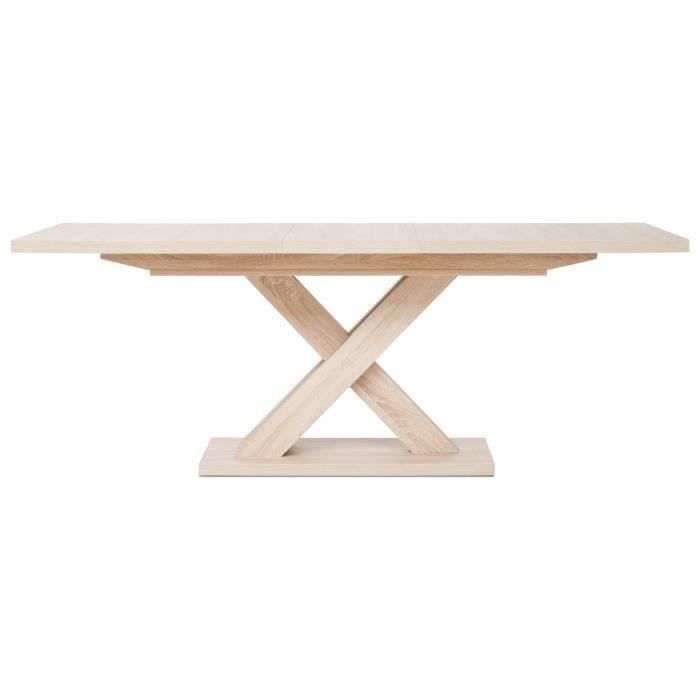 Table extensible mélaminé contemporaine pieds central en croix L 160 a 200 cm AVANT