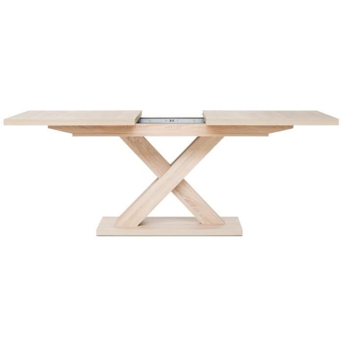 Table extensible mélaminé contemporaine pieds central en croix L 160 a 200 cm AVANT