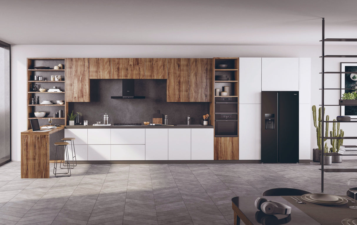 Réfrigérateur américain - HAIER - SBS 90 Series 3 HSR3918EIPB - Classe E - 515 L - 180 x 90 x 65,9 cm - Noir