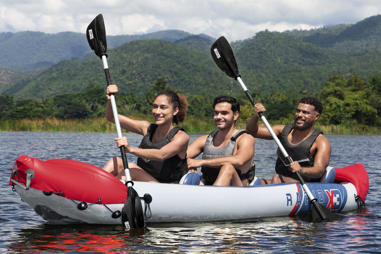 Kayak gonflable - BESTWAY - 65132 - Rapide X3 Hydro-Force™ - 381 x 100 cm, 3 places, 250 kg max, 2 pagaies, pompe