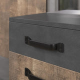 Meuble d'entrée, vestiaire SMILE 1 porte et 1 tiroir - Mélaminé chene tabac et gris mat - Miroir - L 104 x P 32 x H 190 cm