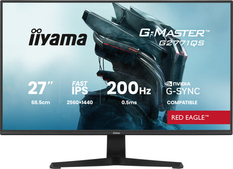 Ecran PC Gamer - IIYAMA - 27 - WQHD - 200Hz - Dalle Fast IPS - 0.5ms - G-Master Red Eagle G2771QS-B1
