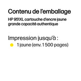 HP 951XL Cartouche d'encre jaune grande capacité authentique (CN048AE) pour HP OfficeJet Pro 251dw/276dw/8100/8600