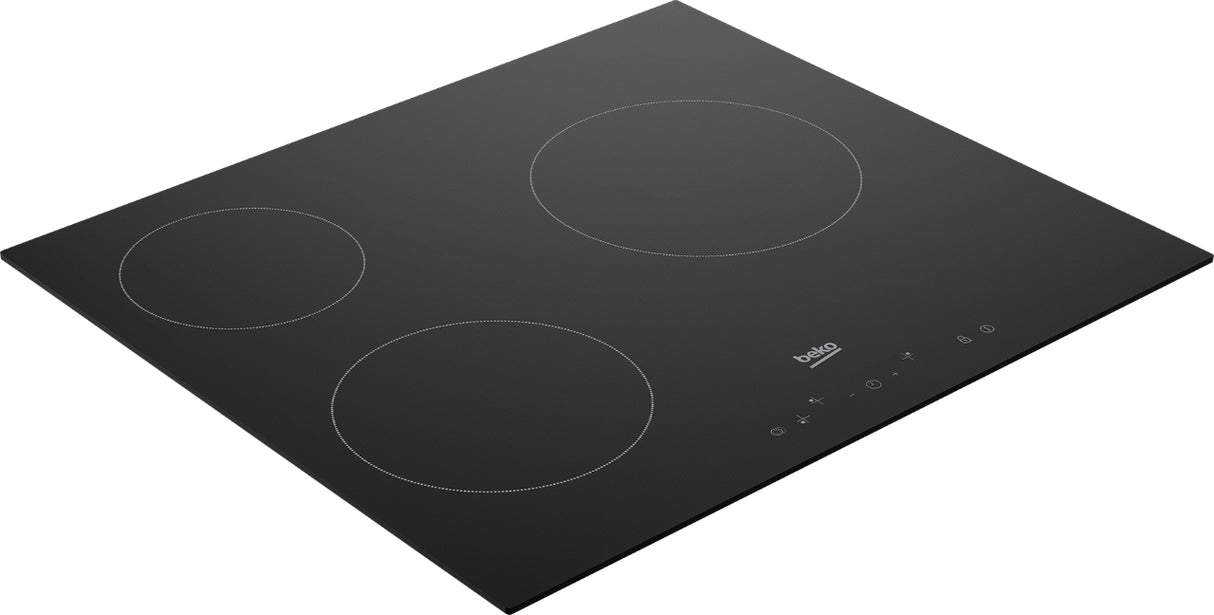 Table de cuisson vitrocéramique - BEKO - 3 foyers - 60 cm - HIC63400