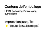 HP 912 Cartouche d'encre jaune authentique (3YL79AE) pour HP OfficeJet 8010 series/ OfficeJet Pro 8020 series