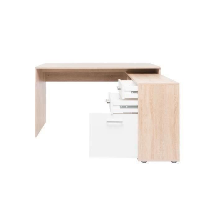 Bureau d'angle LONDON - Panneaux de particules - DÈcor chene sonoma, blanc - 136 x 75 x 139 cm