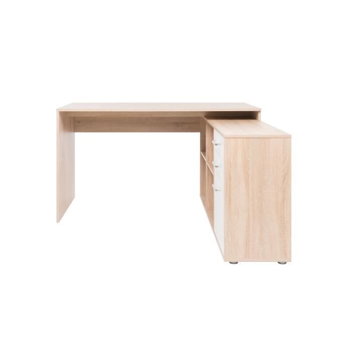 Bureau d'angle LONDON - Panneaux de particules - DÈcor chene sonoma, blanc - 136 x 75 x 139 cm
