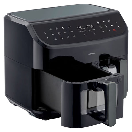 Friteuse a Air Chaud - MEDION - P20 XXL Twin - 2600 W - 2 paniers - 9 programmes - Noir