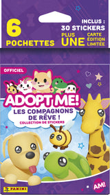 Stickers - PANINI - Adopt Me! Roblox - Blister 6 pochettes - 1 carte édition limitée - 35 stickers