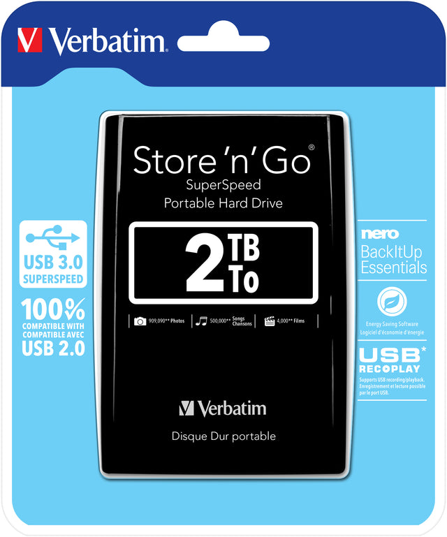 Disque Dur externe Verbatim Store'N'Go - 2To (Noir)