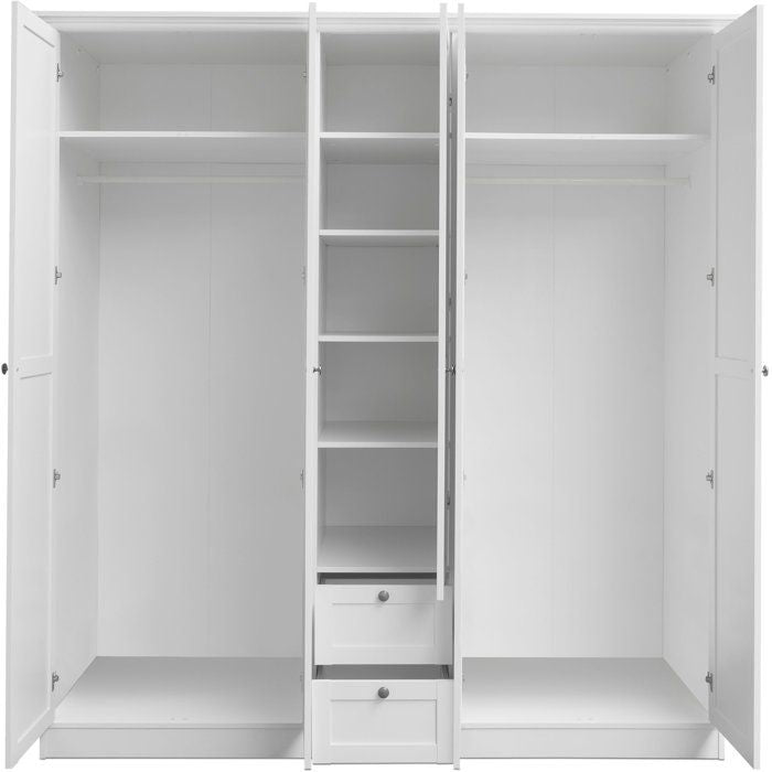 Armoire de chambre - LANDWOOD 19 - Blanc - 5 portes - 187 x 67 x 200 cm